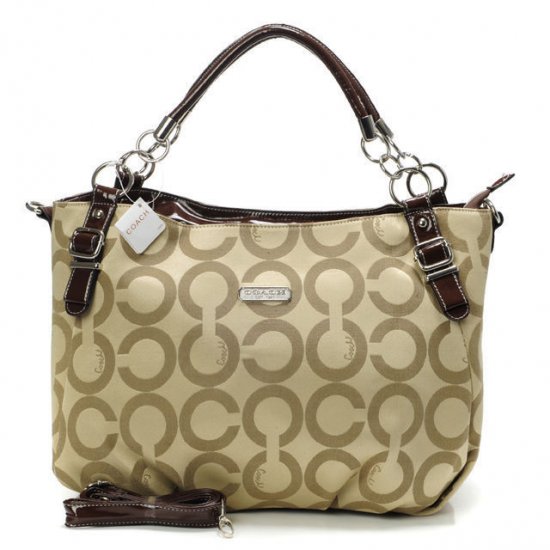 Coach Chain Logo In Monogram Small Khaki Totes BOU | Women